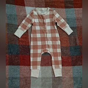 Fin & Vince Organic Cotton Autumn Plaid Button Up Long John 6-12M NWOT